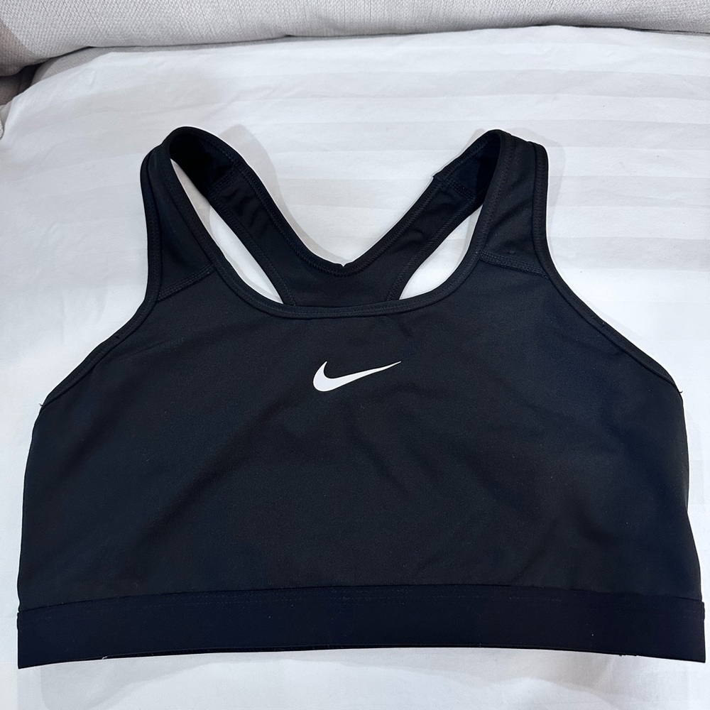 Nike Women's Black Sports Bra with White Logo